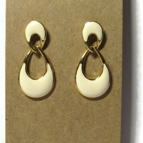 Other - VTG Enameled Dangle Drop Gold Tone Pierced Earring